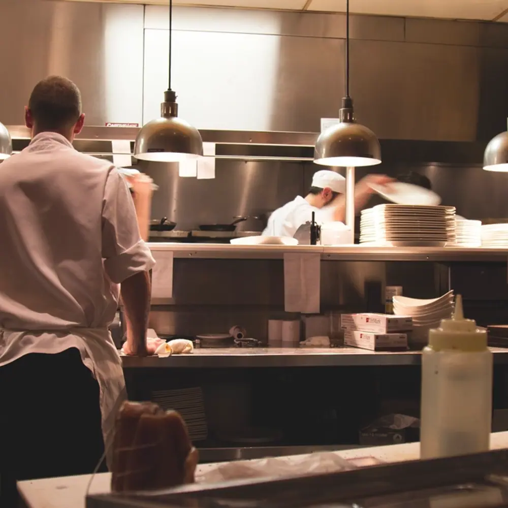 Babuka chefs working in the open restaurant kitchen