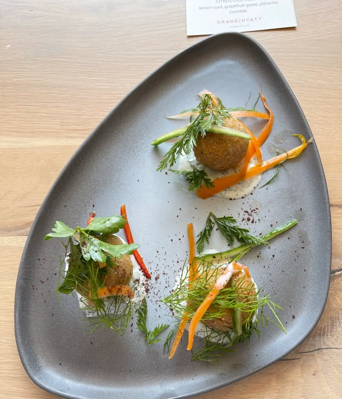Signature plated dish served in the Babuka dining room
