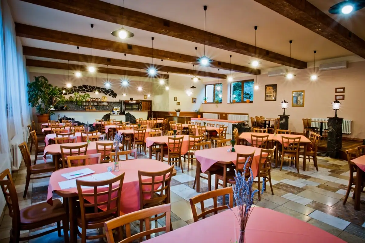 The Babuka dining room set for evening service
