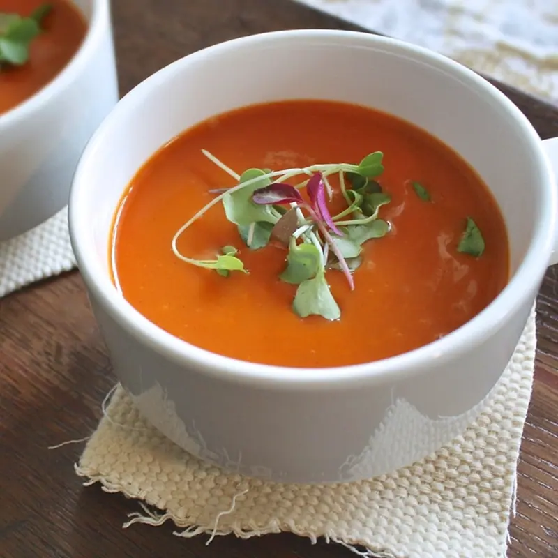 Roasted Tomato Bisque from the Babuka restaurant menu